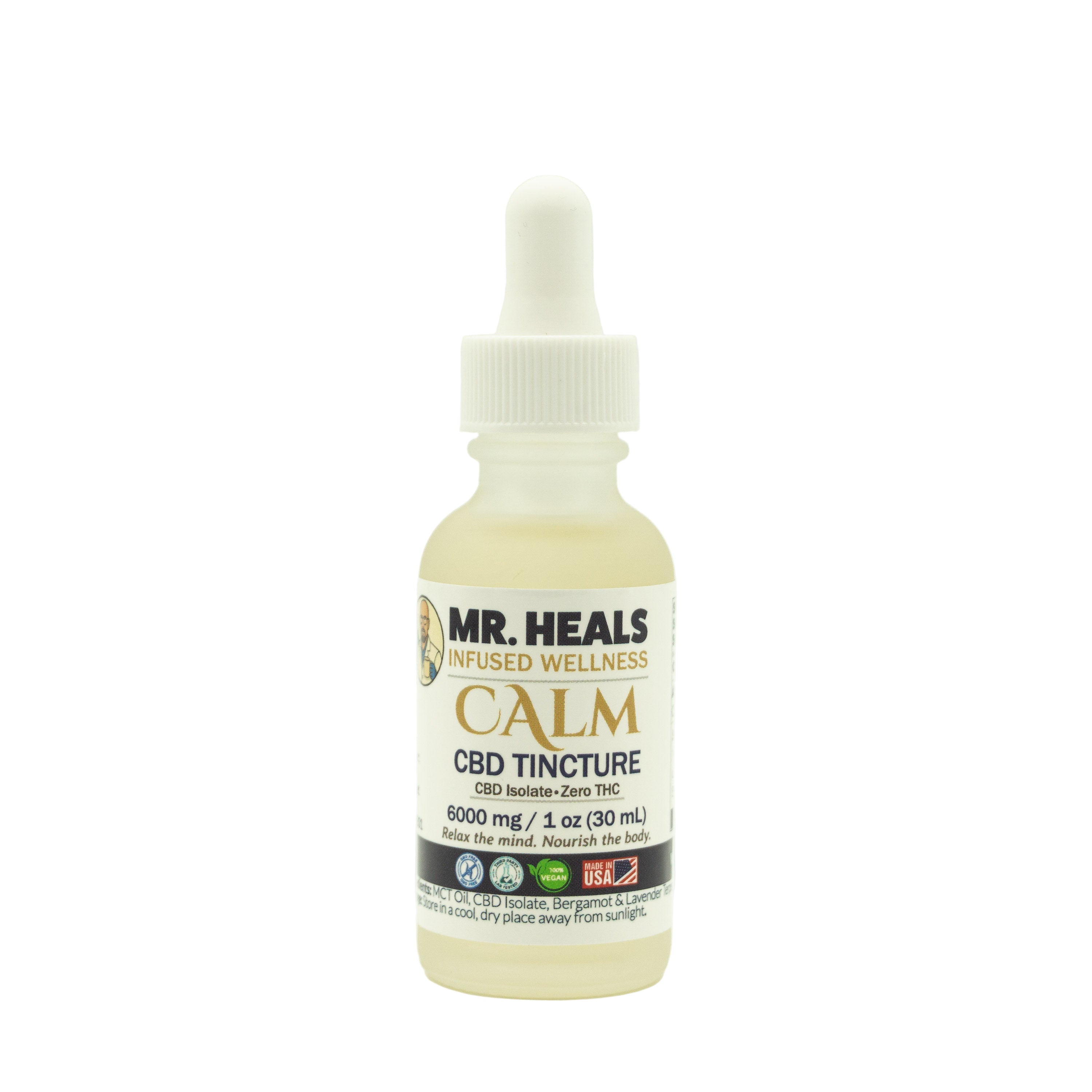 Mr. Heals Calm Tincture – Zero THC – 6000mg (1 oz)