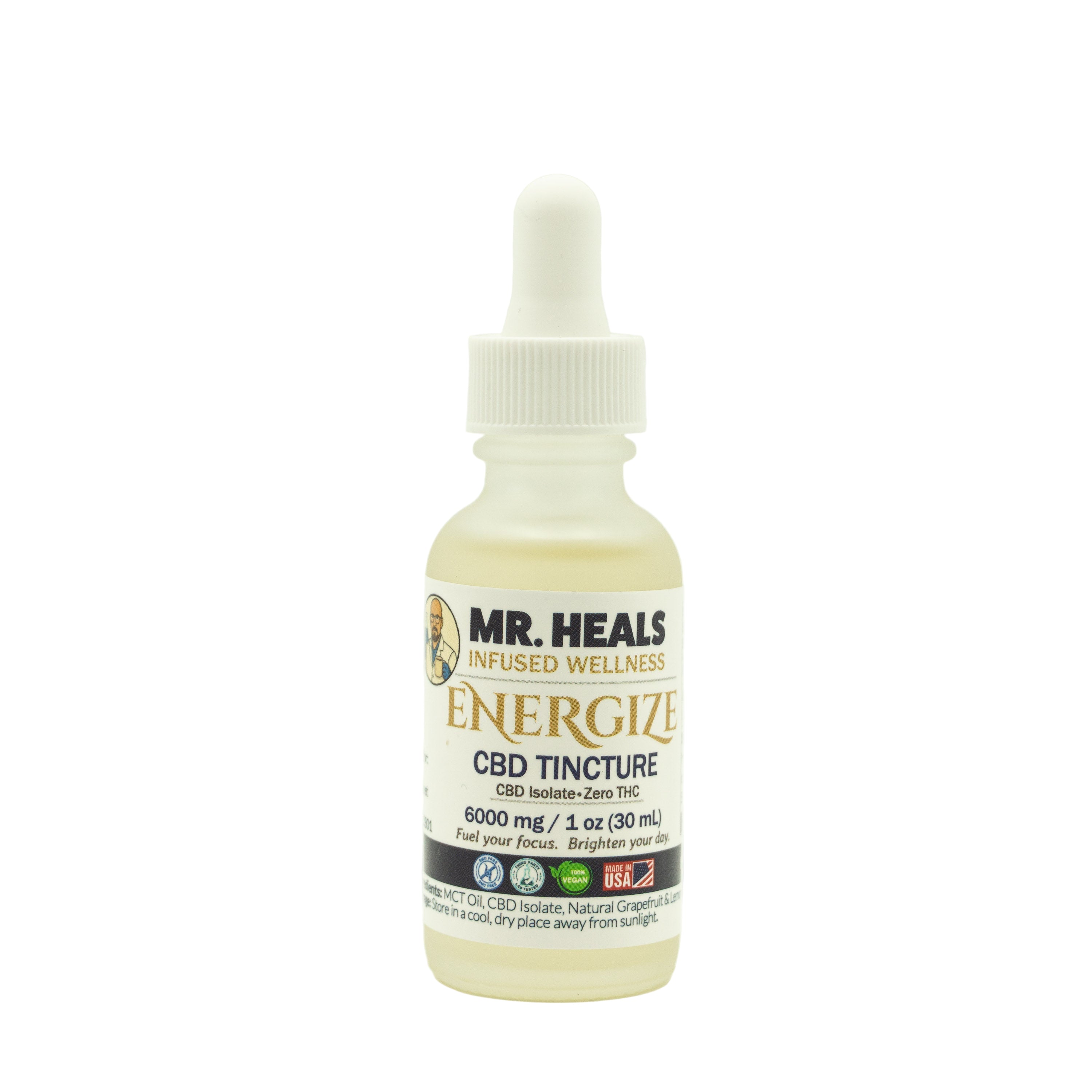 Mr. Heals Energize Tincture – Zero THC – 6,000mg (1 oz)