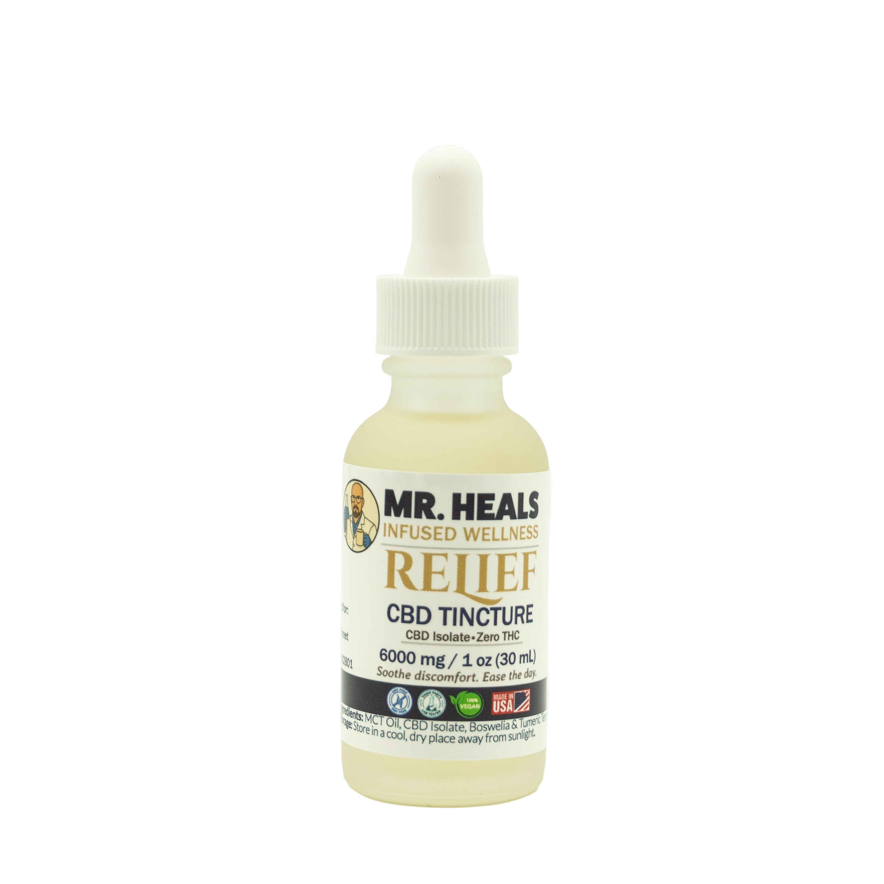 Mr. Heals Relief Tincture – Zero THC – 6,000mg (1 oz)