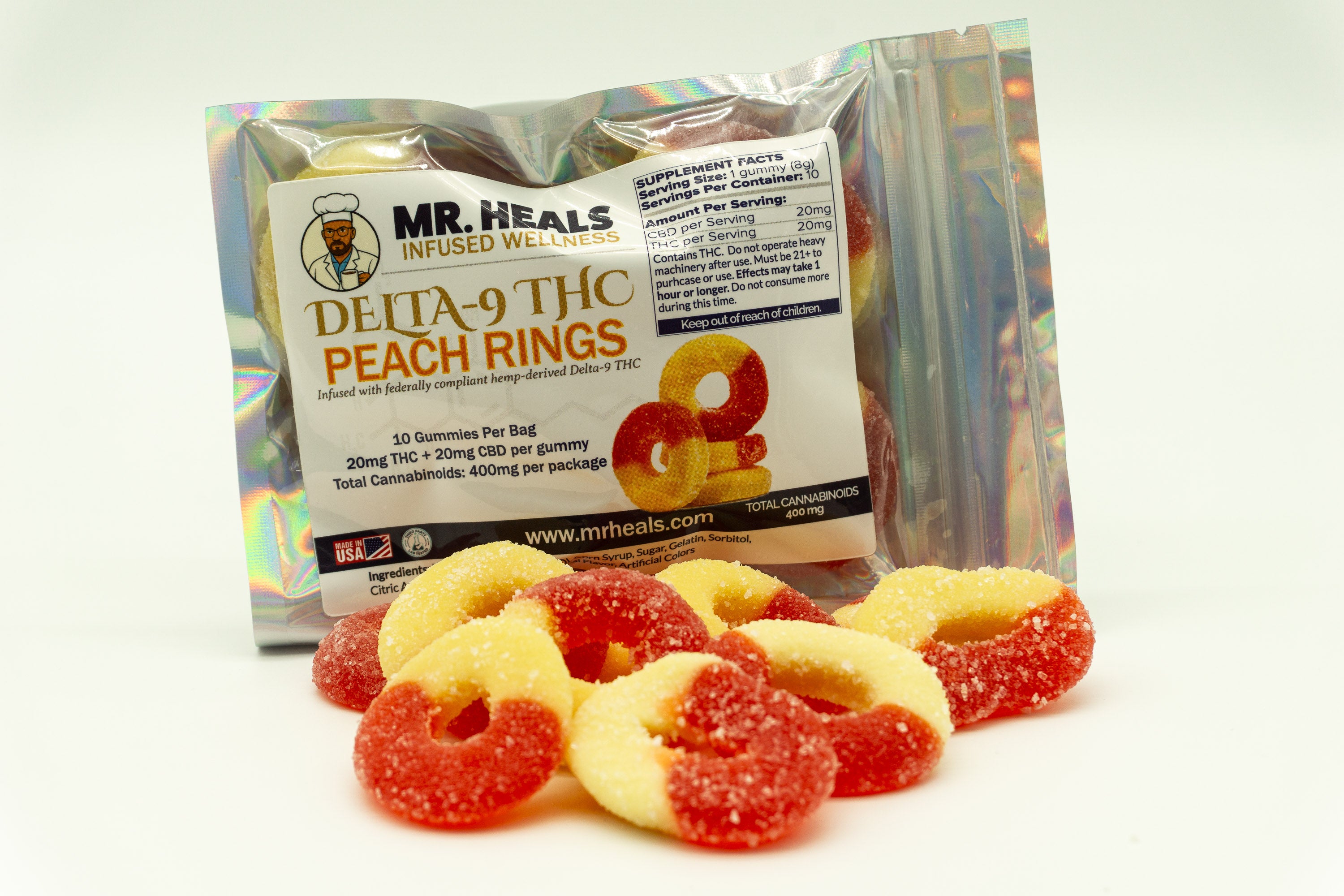 Delta-9 THC Peach Rings – 10 Pack