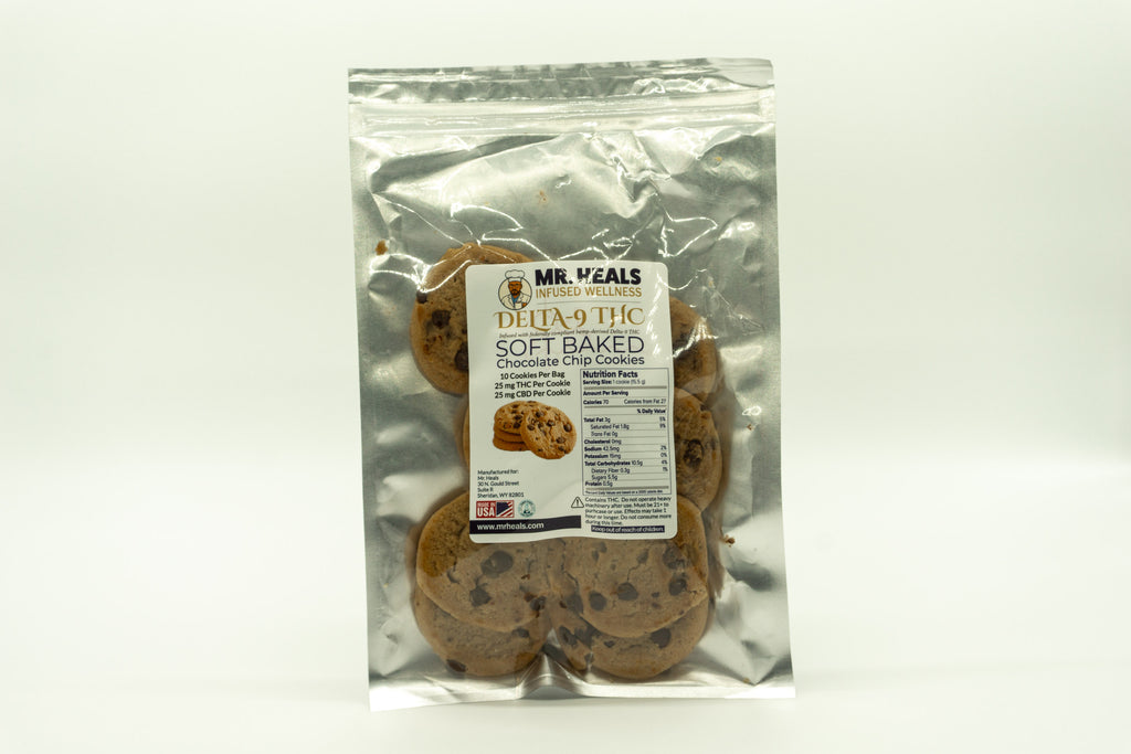 Delta-9 THC Soft Baked Chocolate Chip Cookies – 10 Pack