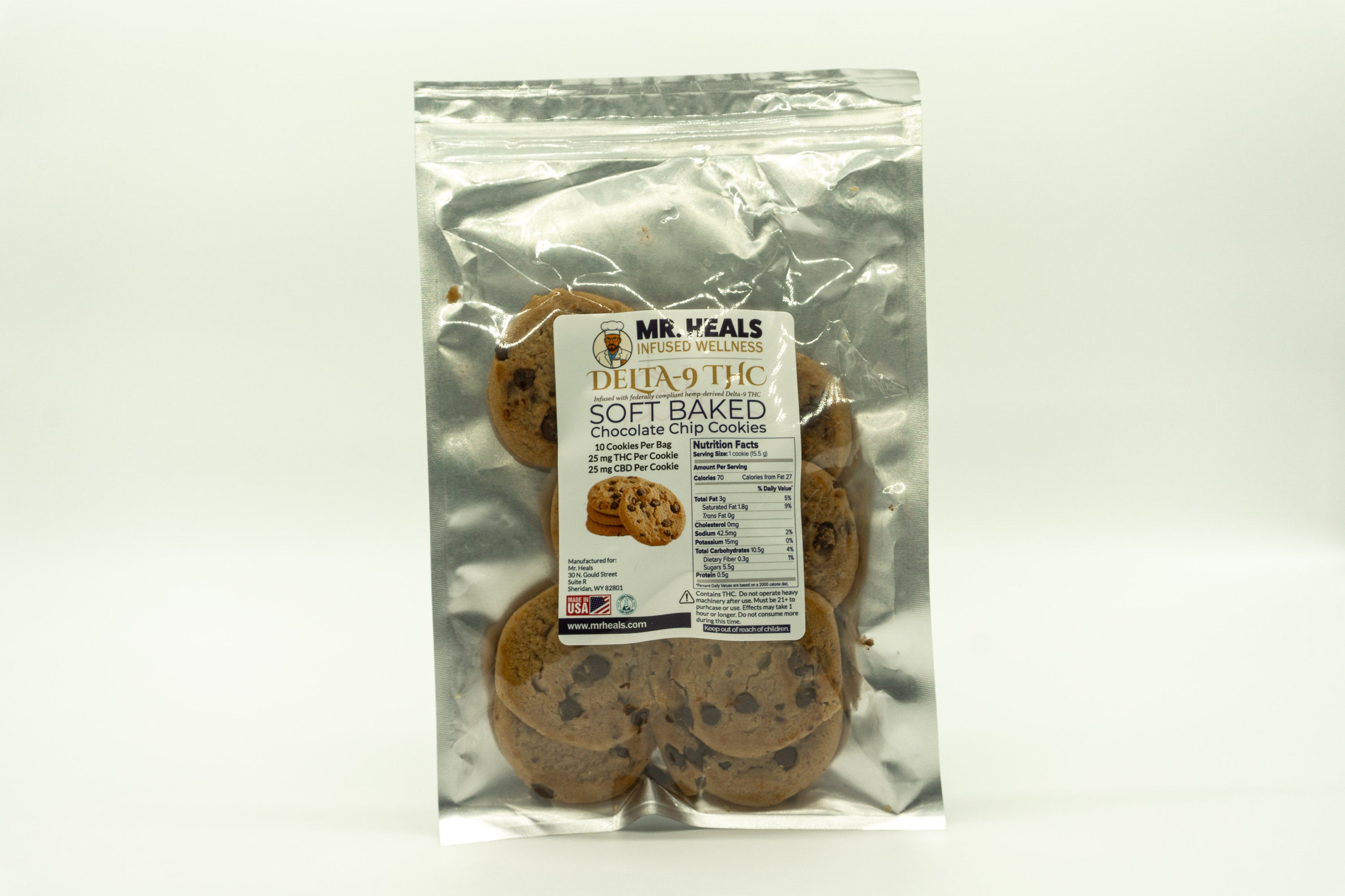 Delta-9 THC Soft Baked Chocolate Chip Cookies – 10 Pack
