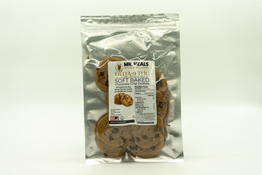Packaged cookies with a label on a white background