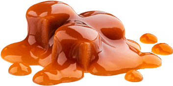 Glossy caramel-like substance on a white background