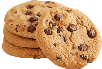 Stack of chocolate chip cookies on a white background