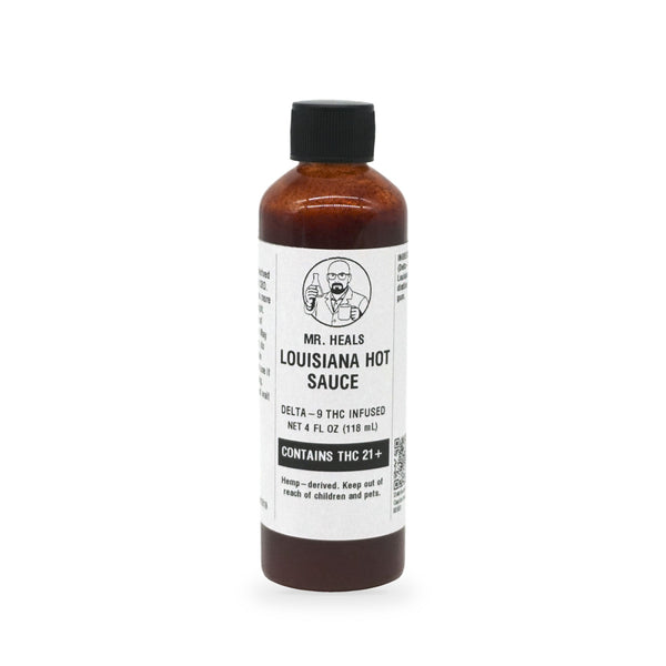 Mr. Heals Delta-9 THC Louisiana Hot Sauce, 4 fl oz bottle