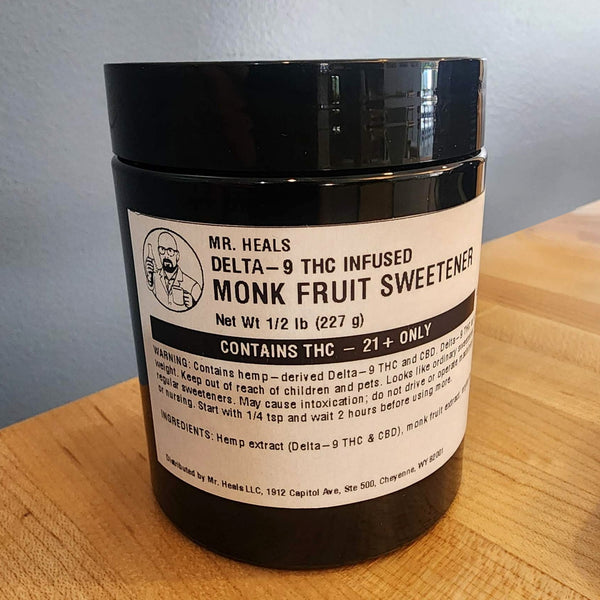 Mr. Heals Delta-9 THC Infused Monk Fruit Sweetener, 1/2 lb jar