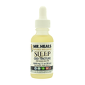 CBD tincture bottle labeled 'Sleep' by Mr. Heals on a white background